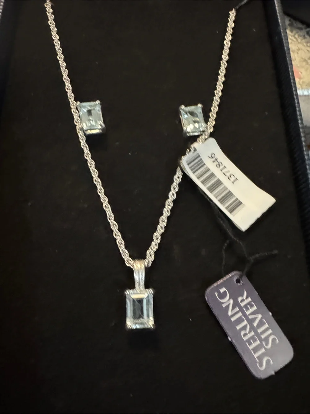 Sterling Silver Blue Sky Topaz Pendant Necklace and Stud Earrings Set